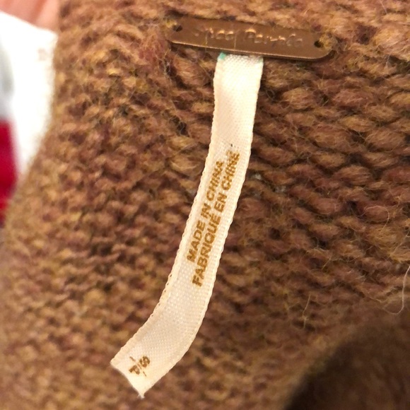 Free People Wool Brown Button Long Sleeve Sweater - Picture 7 of 9